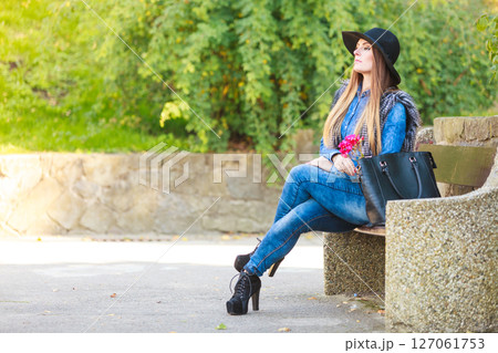 Stylish woman on air Stylish woman on air 127061753