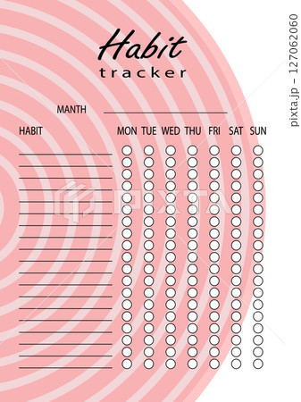 Habit tracker for WEEK. Template mockup. Vector personal organizer. Minimalist simple planner Habit tracker for WEEK. Template mockup. Vector personal organizer. Minimalist simple planner 127062060