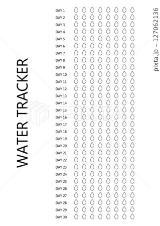 Water tracker. Habit tracker for month. Template mockup. Vector personal organizer. Minimalist simple planner Water tracker. Habit tracker for month. Template mockup. Vector personal organizer. Minimalist simple planner 127062136