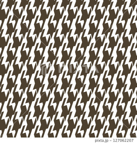 Geometric black and white seamless pattern with pied-de-poule ornament. Monochrome graphic repeating design. Modern minimalist stylish squared background. Vector chequered motif for fabric, textile 127062207