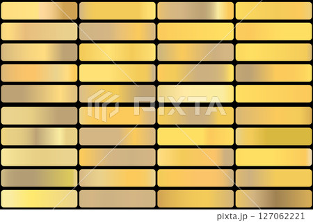 Metalic gradient collection with shiny gold hologram. Holographic foil texture, gold rose, brown and golden gradation. Vector set for frame, ribbon, border, other design Metalic gradient collection with shiny gold hologram. Holographic foil texture, gold rose, brown and golden gradation. Vector set for frame, ribbon, border, other design 127062221