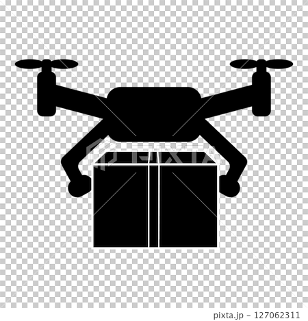 Delivery drone and package silhouette Delivery drone and package silhouette 127062311