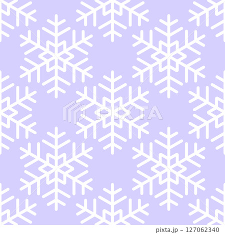 Winter seamless pattern with white snowflakes on blue background. Vector illustration for fabric, textile wallpaper, posters, gift wrapping paper. Christmas vector illustration. Falling snow 127062340