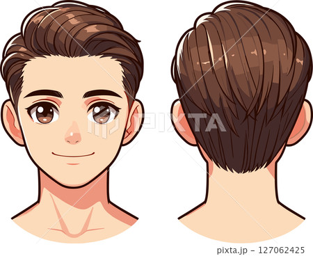 カットモデルのオールバックの男性のイラスト 127062425