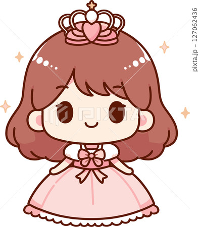 かわいいピンクのお姫様のイラスト かわいいピンクのお姫様のイラスト 127062436