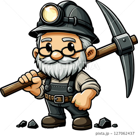 炭鉱作業員の年配の男性のイラスト 127062437