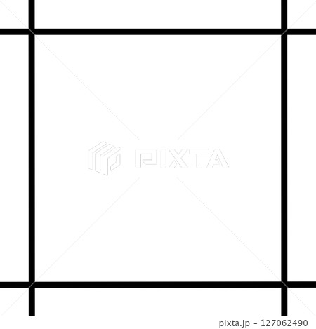 黒の交差ラインによるシンプル囲み枠（正方形）・背景透過フレーム素材（線画のみ） 127062490