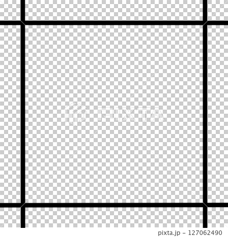 黒の交差ラインによるシンプル囲み枠（正方形）・背景透過フレーム素材（線画のみ） 127062490