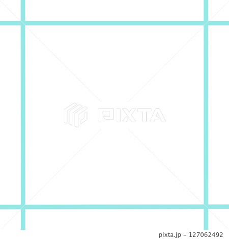 水色の交差ラインによるシンプル囲み枠（正方形）・背景透過フレーム素材（線画のみ） 127062492