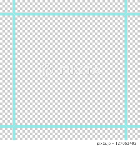 水色の交差ラインによるシンプル囲み枠（正方形）・背景透過フレーム素材（線画のみ） 127062492