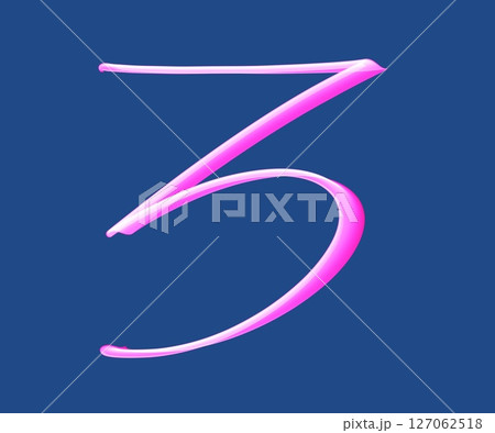 Number three. Modern icon on blue background. Modern font. illustration, copy space. 127062518