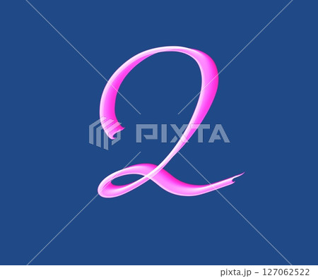 Number two. Modern icon on blue background. Modern font. illustration, copy space. 127062522