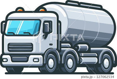 シンプルなタンクローリー車のイラスト 127062534