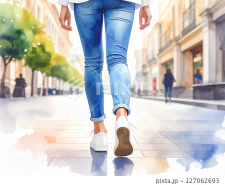 歩く女性の脚 127062693