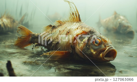 Dead Fish with Open Mouth in Murky Waterのイラスト素材 [127063066] - PIXTA