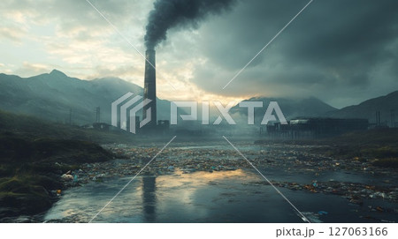 Industrial Pollution and a River Choked with Trash 127063166