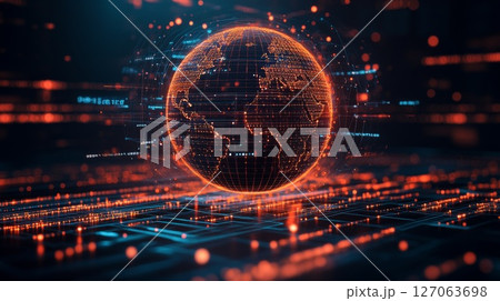 Digital Globe with Network Connections and Data Flow Digital Globe with Network Connections and Data Flow 127063698