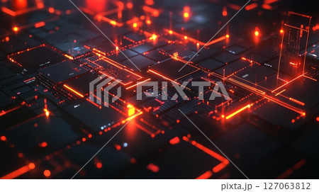 Abstract Technological Background with Glowing Red Lines Abstract Technological Background with Glowing Red Lines 127063812