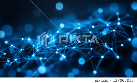 Abstract Blue Network with Glowing Points 127063813