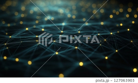Abstract Network of Connected Nodes with Glowing Lights 127063903