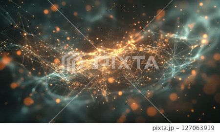 Abstract Network of Glowing Points and Lines 127063919