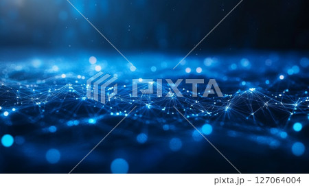 Abstract Blue Network with Glowing Points and Lines Abstract Blue Network with Glowing Points and Lines 127064004