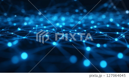 Abstract Blue Network with Connected Glowing Dots Abstract Blue Network with Connected Glowing Dots 127064045