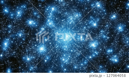 Abstract Blue Starburst Network with Glowing Nodes 127064058