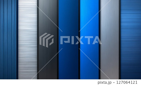 Abstract Brushed Metal Stripes in Blue, Gray, and Black 127064121