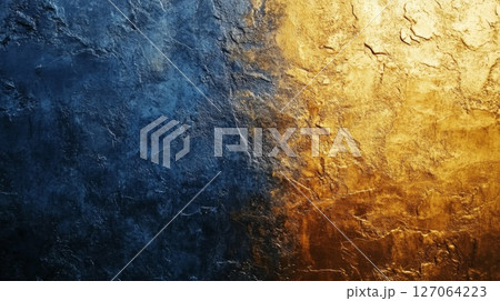Abstract Texture of Blue and Gold Painted Wall Abstract Texture of Blue and Gold Painted Wall 127064223