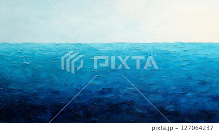 Abstract Oil Painting of a Blue Ocean Horizon 127064237