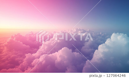 Aerial View of Pink and Purple Clouds at Sunset 127064246