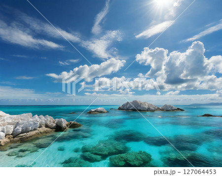 真夏の磯の潮だまり 真夏の磯の潮だまり 127064453