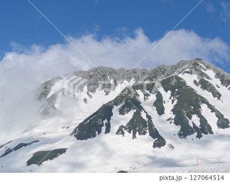 残雪の北アルプス　立山黒部アルペンルート 127064514