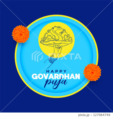 beautiful and cultural govardhan puja event background with flower design 127064749