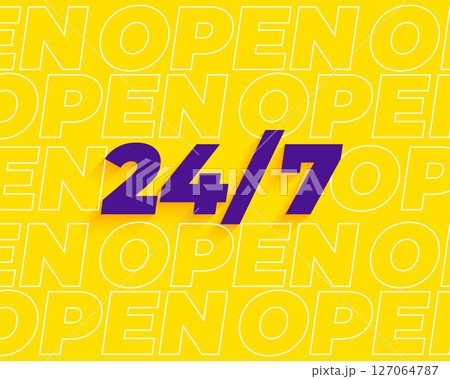 24 hours and 7 days open service flat background 24 hours and 7 days open service flat background 127064787