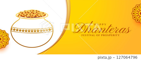 indian style happy dhanteras greeting poster with golden coint pot design indian style happy dhanteras greeting poster with golden coint pot design 127064796