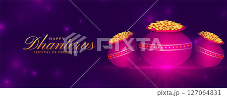 shiny happy dhanteras celebration wallpaper with golden coin pot design 127064831