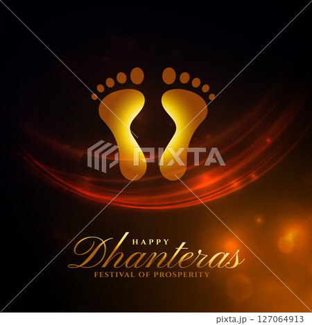 hindu religious shubh dhanteras wishes card with goddess charan for worship 127064913