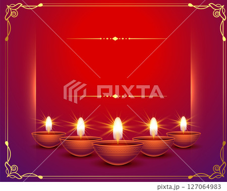 nice happy diwali greeting card with text space and shiny diya vector 127064983