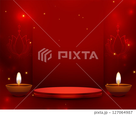 happy diwali shiny background with 3d podium for product display vector 127064987