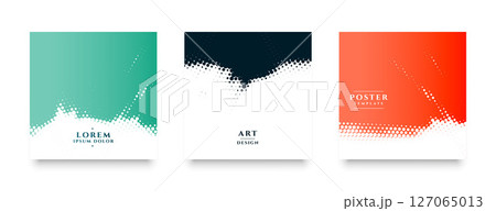 set of modern halftone dotted backdrop background design set of modern halftone dotted backdrop background design 127065013