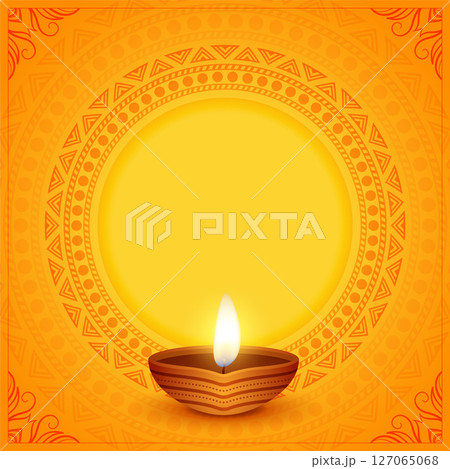 happy diwali greeting background with oil diya and image or text space 127065068