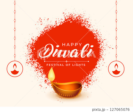 hindu religious happy diwali background with burning oil lamp 127065076