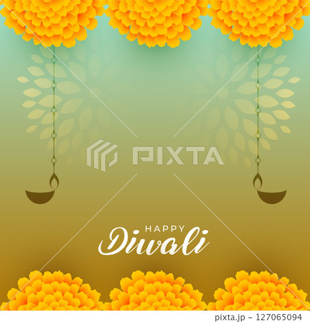decorative happy diwali greeting background with floral design decorative happy diwali greeting background with floral design 127065094