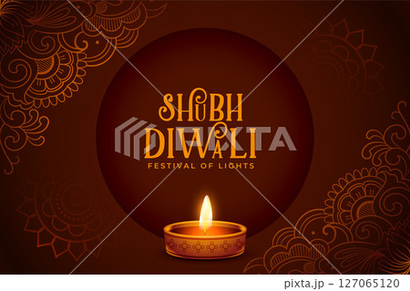 realistic oil diya on brown background for indian festival diwali realistic oil diya on brown background for indian festival diwali 127065120