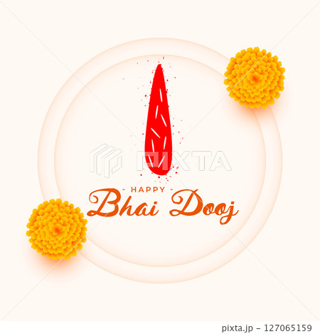 hindu traditional bhai dooj wishes background with marigold and tilak design 127065159