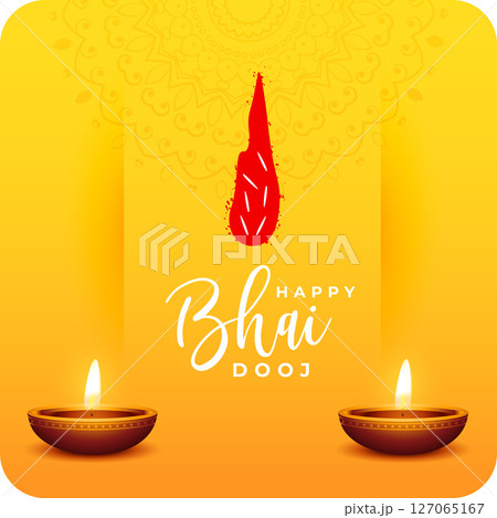 hindu family festival bhai dooj wishes background with tilak and oil diya 127065167