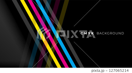 stylish cmyk colors dark banner with geometric stripes 127065214