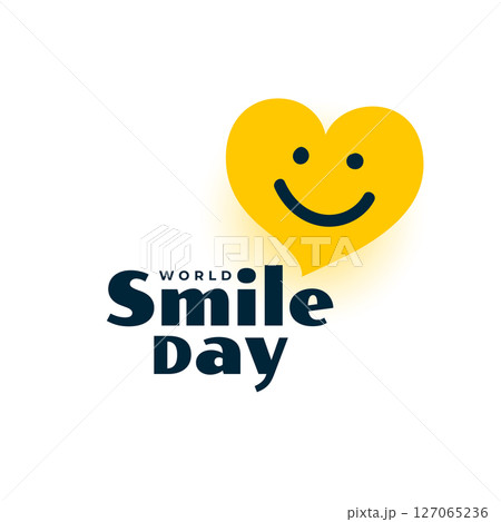 happy and joyful world smile day background with heart smiley 127065236